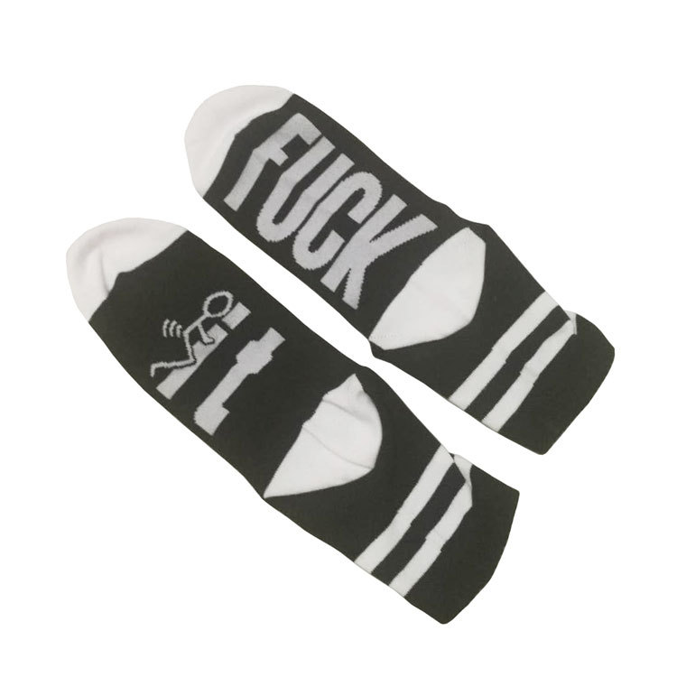 FUCK IT Cotton Jacquard Crew Socks Casual Socks Letters Cotton Socks Men Women Novelty Socks